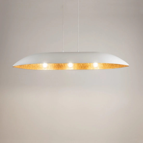 Lampa Wisząca Biała Miedziana GONDOLA L 40638 SIGMA