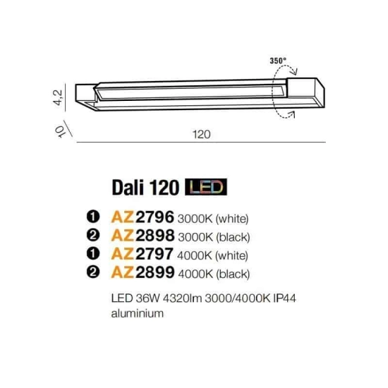 Kinkiet Dali 120 4000K (white) AZ2797 AZZARDO