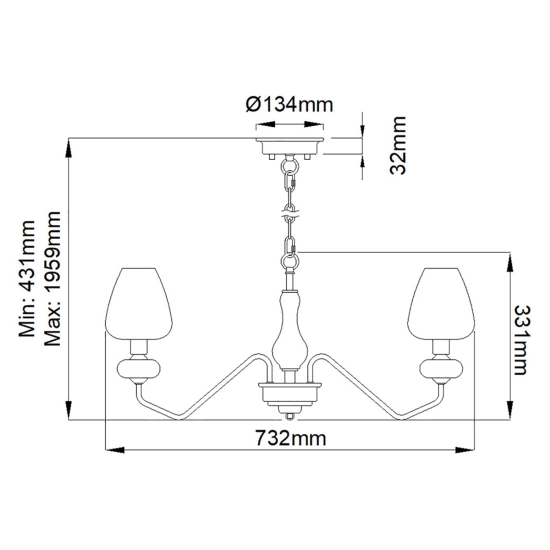 Żyrandol Armand – 3 źródła światła – Stary mosiądz DL-ARMAND3-AB Elstead Lighting