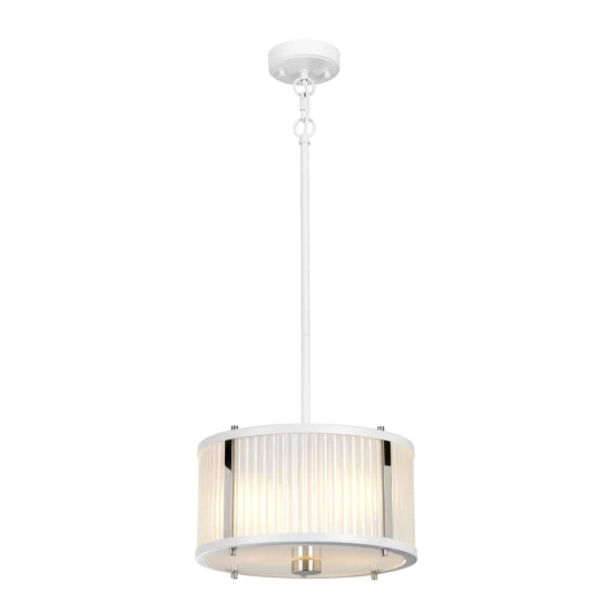 kinkiecik.pl Lampa wisząca Corona – 2 źródła światła – Satynowa biel/ Polerowany nikiel DL-CORONA-2P-WPN Elstead Lightni