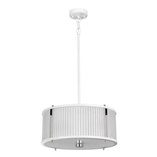 kinkiecik.pl Lampa wisząca Corona – 3 źródła światła – Satynowa biel/ Polerowany nikiel DL-CORONA-3P-WPN Elstead Lightnig