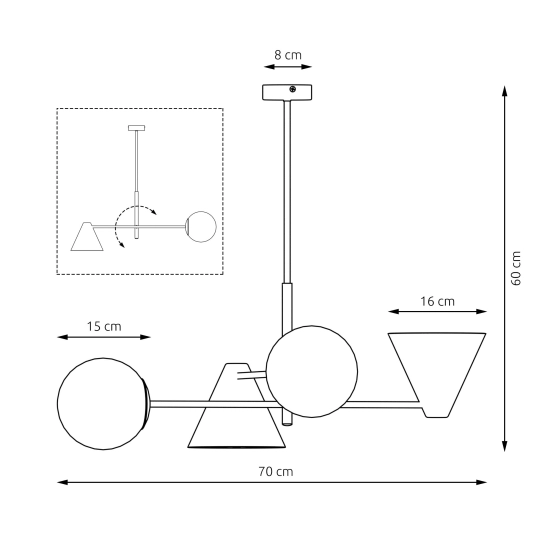 Żyrandol HERMES 4 BLACK 1347/4 EMIBIG Lighting