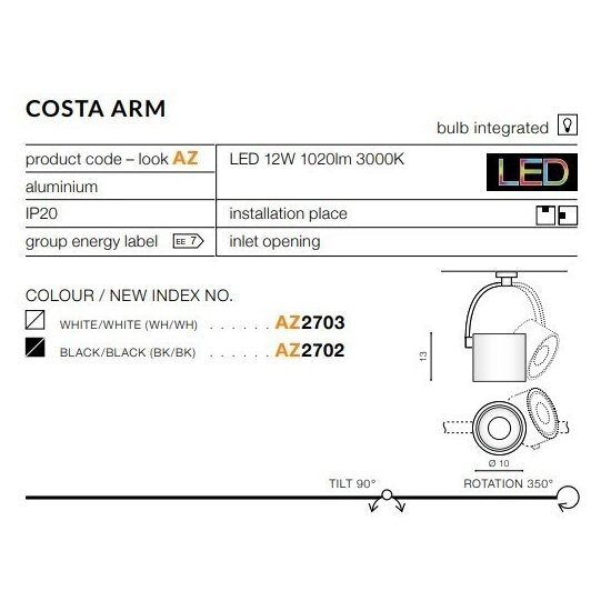Reflektor Costa Arm (black/black) AZ2702 AZZARDO