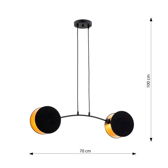 Lampa wisząca MOTIF 2 BLACK/GOLD 1325/2 EMIBIG Lighting