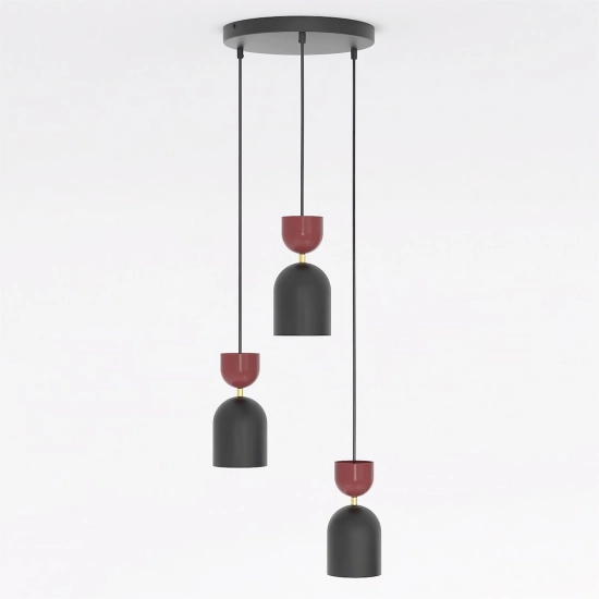 Lampa wisząca GAUDI 3PREM BLACK BURGUNDY 1737/3PREM EMIBIG - zdjęcie dodatkowe 1