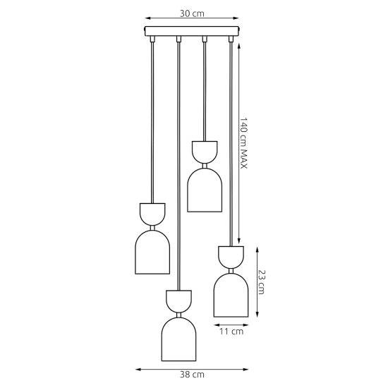 Lampa wisząca GAUDI 4PREM BLACK ORANGE 1739/4PREM EMIBIG - zdjęcie dodatkowe 6