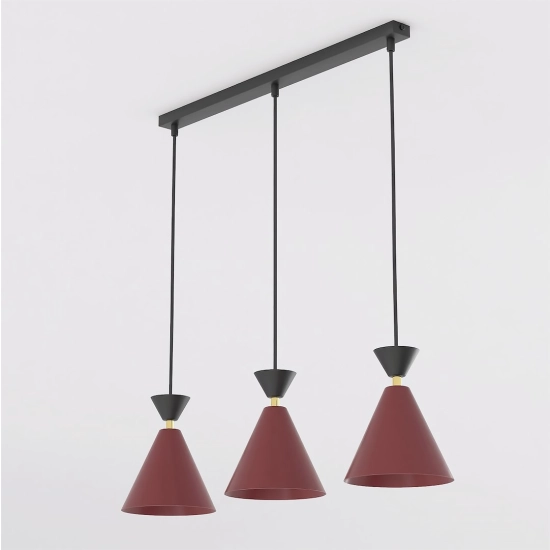 Lampa wisząca KLEVER 3 BURGUNDY BLACK 1740/3 EMIBIG - zdjęcie produktu