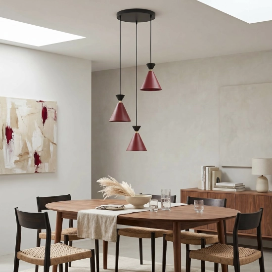 Lampa wisząca KLEVER 3PREM BURGUNDY BLACK 1740/3PREM EMIBIG - zdjęcie dodatkowe 4