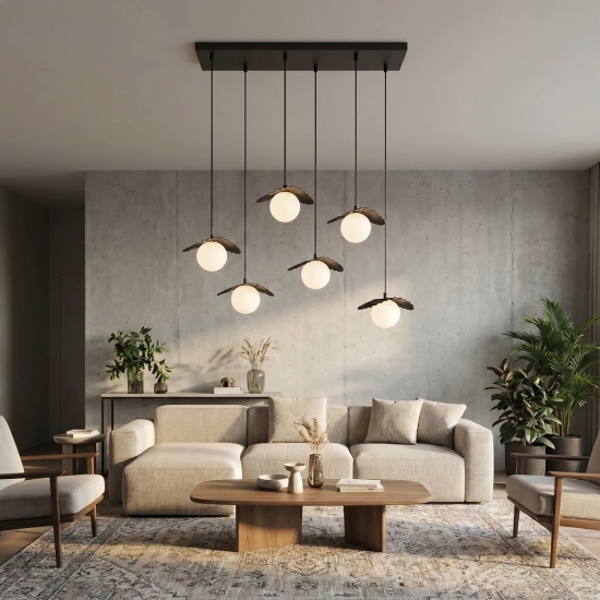 Lampa wisząca FLORA 6 BLACK OPAL 1758/6 EMIBIG - zdjęcie dodatkowe 2