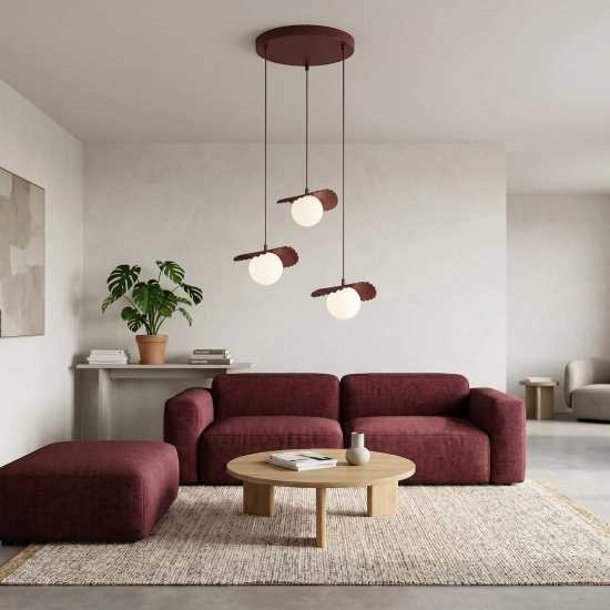 Lampa wisząca FLORA 3PREM BURGUNDY OPAL 1761/3 EMIBIG - zdjęcie dodatkowe 4