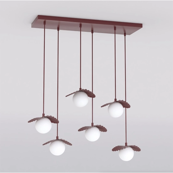 Lampa wisząca FLORA 6 BURGUNDY OPAL 1761/6 EMIBIG - zdjęcie dodatkowe 1