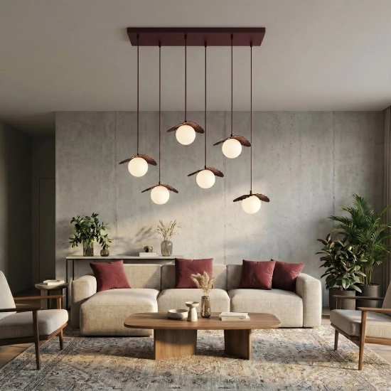 Lampa wisząca FLORA 6 BURGUNDY OPAL 1761/6 EMIBIG - zdjęcie dodatkowe 2