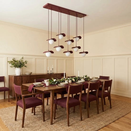 Lampa wisząca FLORA 9 BURGUNDY OPAL 1761/9 EMIBIG - zdjęcie dodatkowe 5