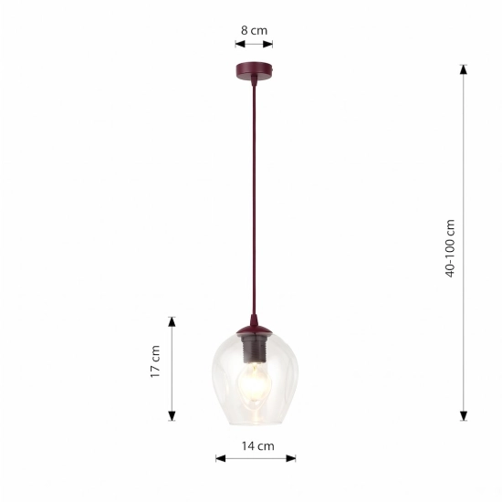 Lampa wisząca ISTAR 1 BURGUND TRANSPARENT 1784/1 EMIBIG - zdjęcie dodatkowe 3
