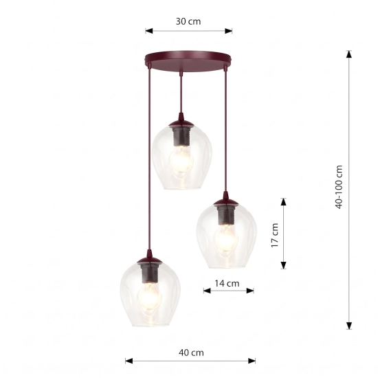 Lampa wisząca ISTAR 3PREM BURGUND TRANSPARENT 1784/3PREM EMIBIG - zdjęcie dodatkowe 2