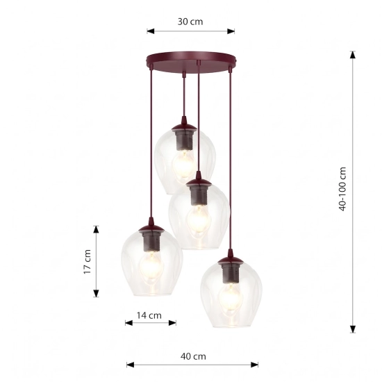 Lampa wisząca ISTAR 4PREM BURGUND TRANSPARENT 1784/4PREM EMIBIG - zdjęcie dodatkowe 3