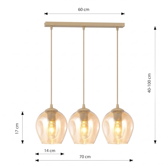 Lampa wisząca ISTAR 3 MOKKA AMBER 1785/3 EMIBIG - zdjęcie dodatkowe 3