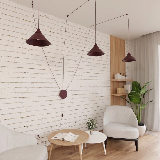 Lampa wisząca ABRAMO 3 BURGUNDY 1787/3 EMIBIG - zdjęcie dodatkowe 2