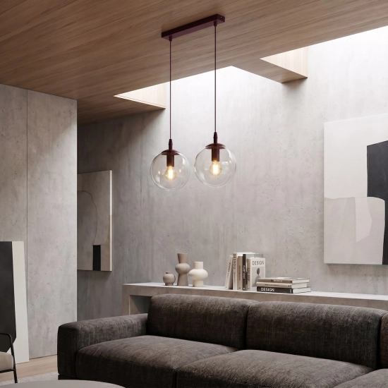Lampa wisząca COSMO 2 BURGUNDY TRANSPARENT 1788/2 EMIBIG - zdjęcie dodatkowe 1