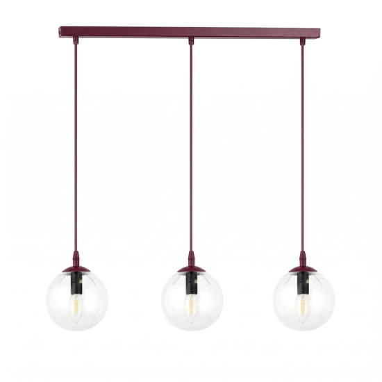 Lampa wisząca COSMO 3 BURGUNDY TRANSPARENT 1788/3 EMIBIG - zdjęcie produktu
