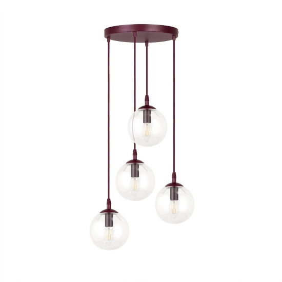Lampa wisząca COSMO 4PREM BURGUNDY TRANSPARENT 1788/4PREM EMIBIG - zdjęcie produktu