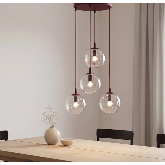 Lampa wisząca COSMO 4PREM BURGUNDY TRANSPARENT 1788/4PREM EMIBIG - zdjęcie dodatkowe 2