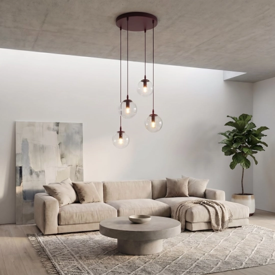 Lampa wisząca COSMO 4PREM BURGUNDY TRANSPARENT 1788/4PREM EMIBIG - zdjęcie dodatkowe 3