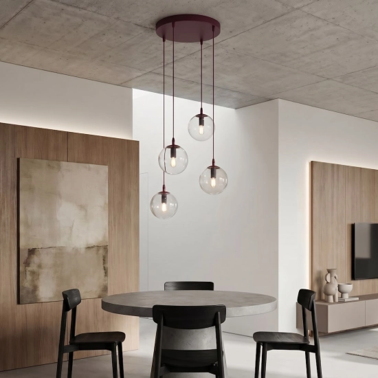 Lampa wisząca COSMO 4PREM BURGUNDY TRANSPARENT 1788/4PREM EMIBIG - zdjęcie dodatkowe 5