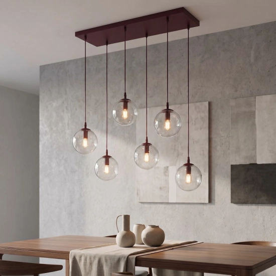 Lampa wisząca COSMO 6 BURGUNDY TRANSPARENT 1788/6 EMIBIG - zdjęcie dodatkowe 2