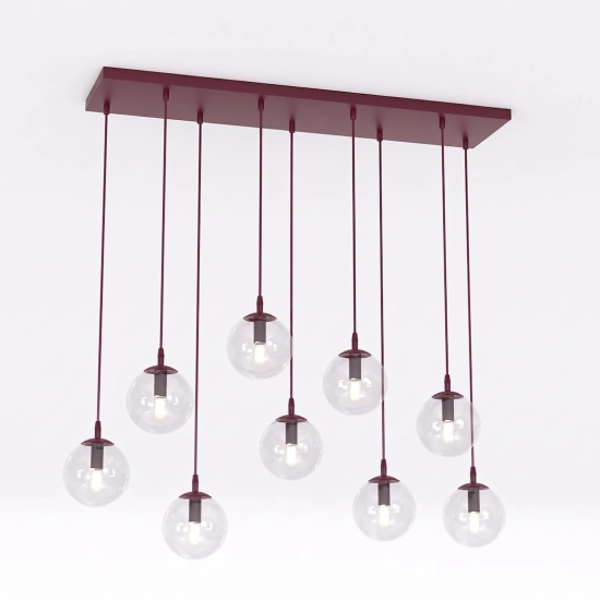 Lampa wisząca COSMO 9 BURGUNDY TRANSPARENT 1788/9 EMIBIG - zdjęcie produktu