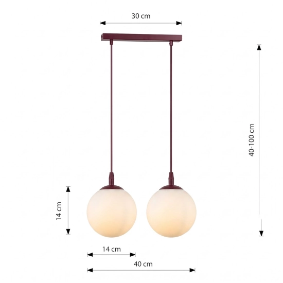 Lampa wisząca COSMO 2 BURGUNDY OPAL 1789/2 EMIBIG - zdjęcie dodatkowe 2