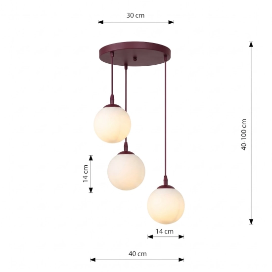Lampa wisząca COSMO 3PREM BURGUNDY OPAL 1789/3PREM EMIBIG - zdjęcie dodatkowe 3