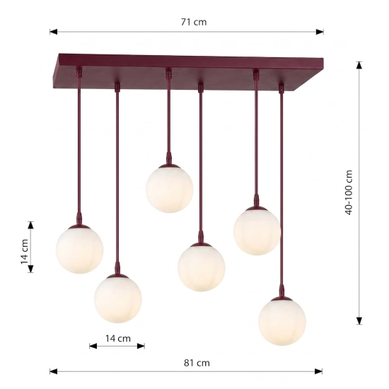 Lampa wisząca COSMO 6 BURGUNDY OPAL 1789/6 EMIBIG - zdjęcie dodatkowe 3