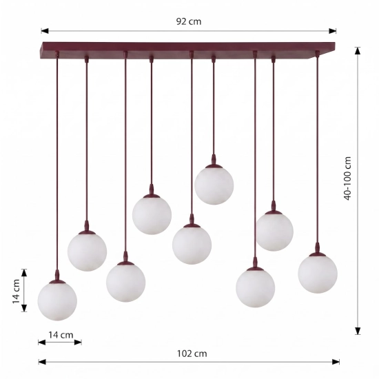 Lampa wisząca COSMO 9 BURGUNDY OPAL 1789/9 EMIBIG - zdjęcie dodatkowe 4