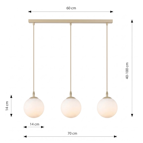 Lampa wisząca COSMO 3 MOKKA OPAL 1790/3 EMIBIG - zdjęcie dodatkowe 2
