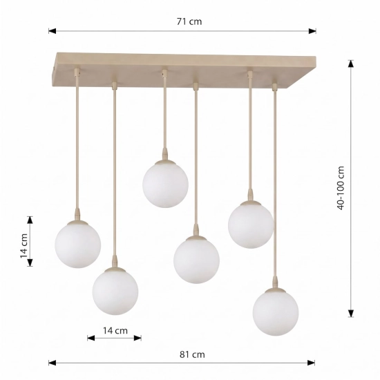 Lampa wisząca COSMO 6 MOKKA OPAL 1790/6 EMIBIG - zdjęcie dodatkowe 3