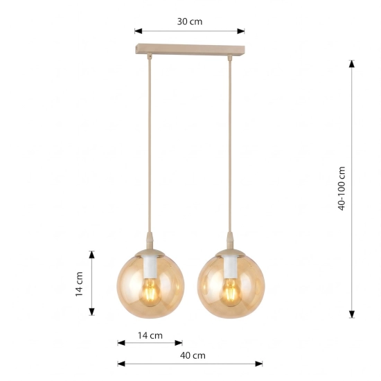 Lampa wisząca COSMO 2 MOKKA AMBER 1791/2 EMIBIG - zdjęcie dodatkowe 2