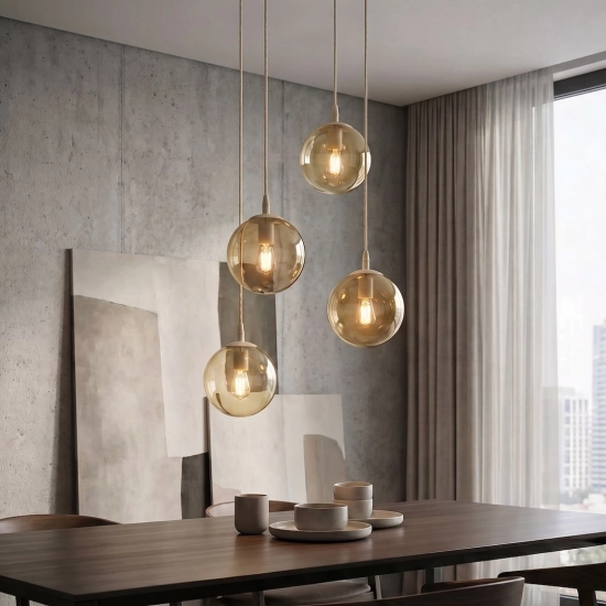 Lampa wisząca COSMO 4PREM MOKKA AMBER 1791/4PREM EMIBIG - zdjęcie dodatkowe 3