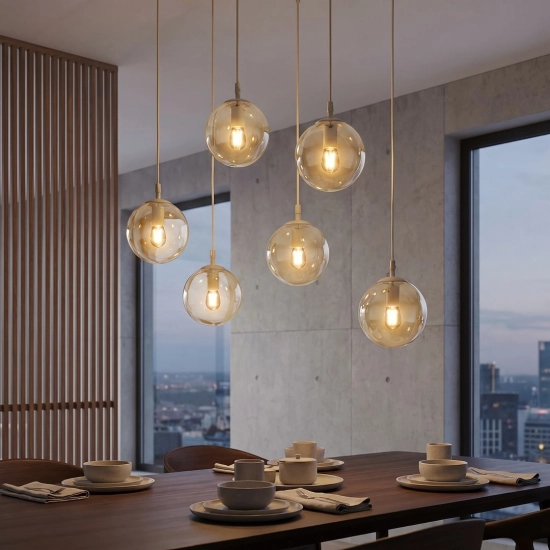 Lampa wisząca COSMO 6 MOKKA AMBER 1791/6 EMIBIG - zdjęcie dodatkowe 1