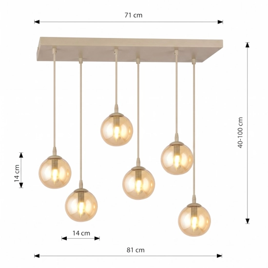 Lampa wisząca COSMO 6 MOKKA AMBER 1791/6 EMIBIG - zdjęcie dodatkowe 3