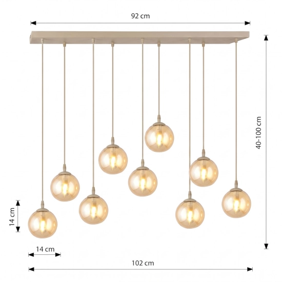 Lampa wisząca COSMO 9 MOKKA AMBER 1791/9 EMIBIG - zdjęcie dodatkowe 4