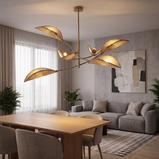 Lampa sufitowa LOTUS 6 MOKKA/RATTAN 1792/6 EMIBIG - zdjęcie dodatkowe 2