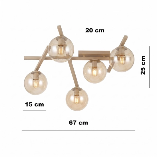 Lampa sufitowa SMART 5 MOKKA AMBER 1794/5 EMIBIG - zdjęcie dodatkowe 5