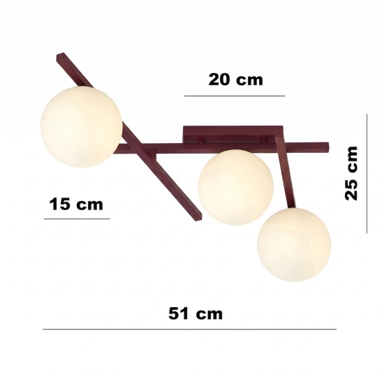 Lampa sufitowa SMART 3 BURGUNDY OPAL 1795/3 EMIBIG - zdjęcie dodatkowe 3