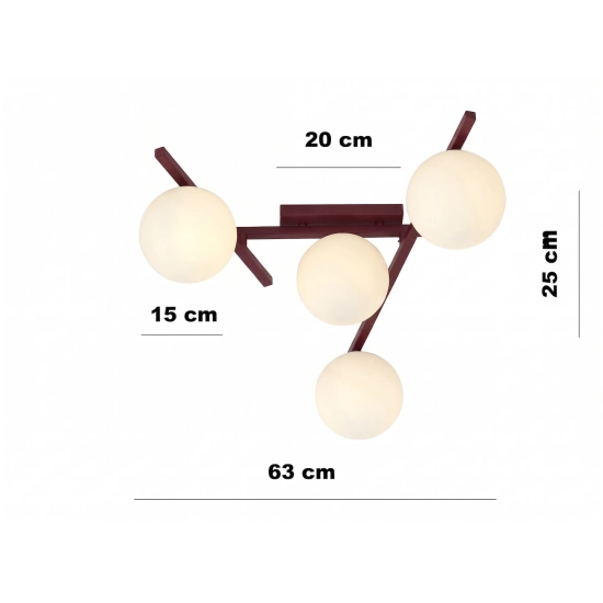 Lampa sufitowa SMART 4 BURGUNDY OPAL 1795/4 EMIBIG - zdjęcie dodatkowe 4