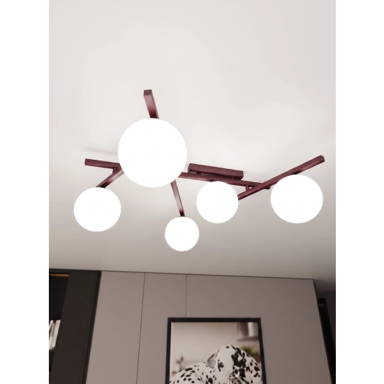 Lampa sufitowa SMART 5 BURGUNDY OPAL 1795/5 EMIBIG - zdjęcie dodatkowe 1