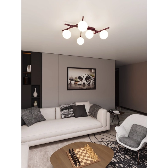 Lampa sufitowa SMART 5 BURGUNDY OPAL 1795/5 EMIBIG - zdjęcie dodatkowe 3