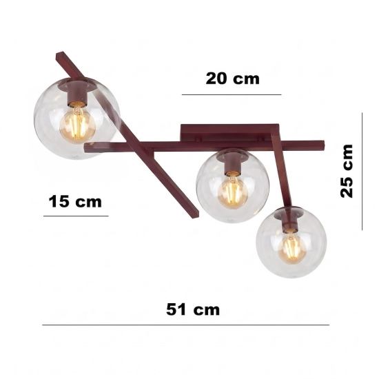 Lampa sufitowa SMART 3 BURGUNDY TRANSPARENT 1796/3 EMIBIG - zdjęcie dodatkowe 3