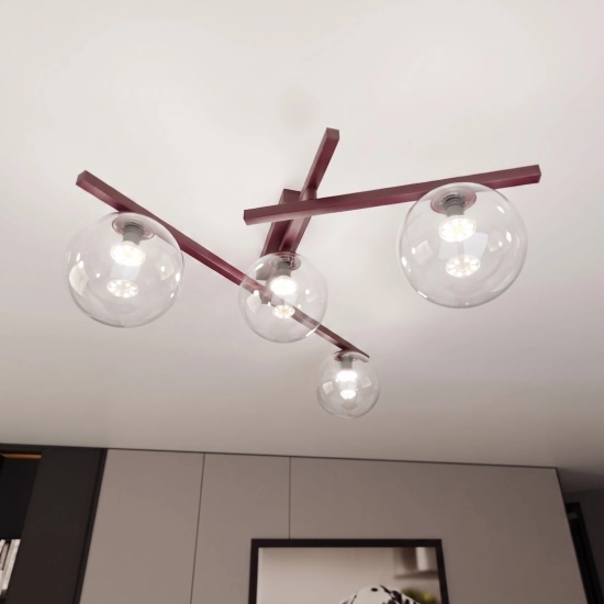 Lampa sufitowa SMART 4 BURGUNDY TRANSPARENT 1796/4 EMIBIG - zdjęcie dodatkowe 2