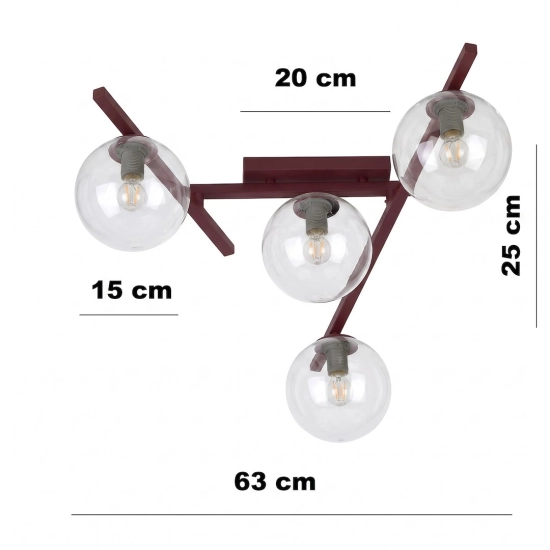 Lampa sufitowa SMART 4 BURGUNDY TRANSPARENT 1796/4 EMIBIG - zdjęcie dodatkowe 3